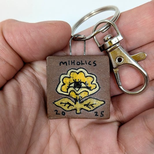 Checkered Flower Ceramic Charm