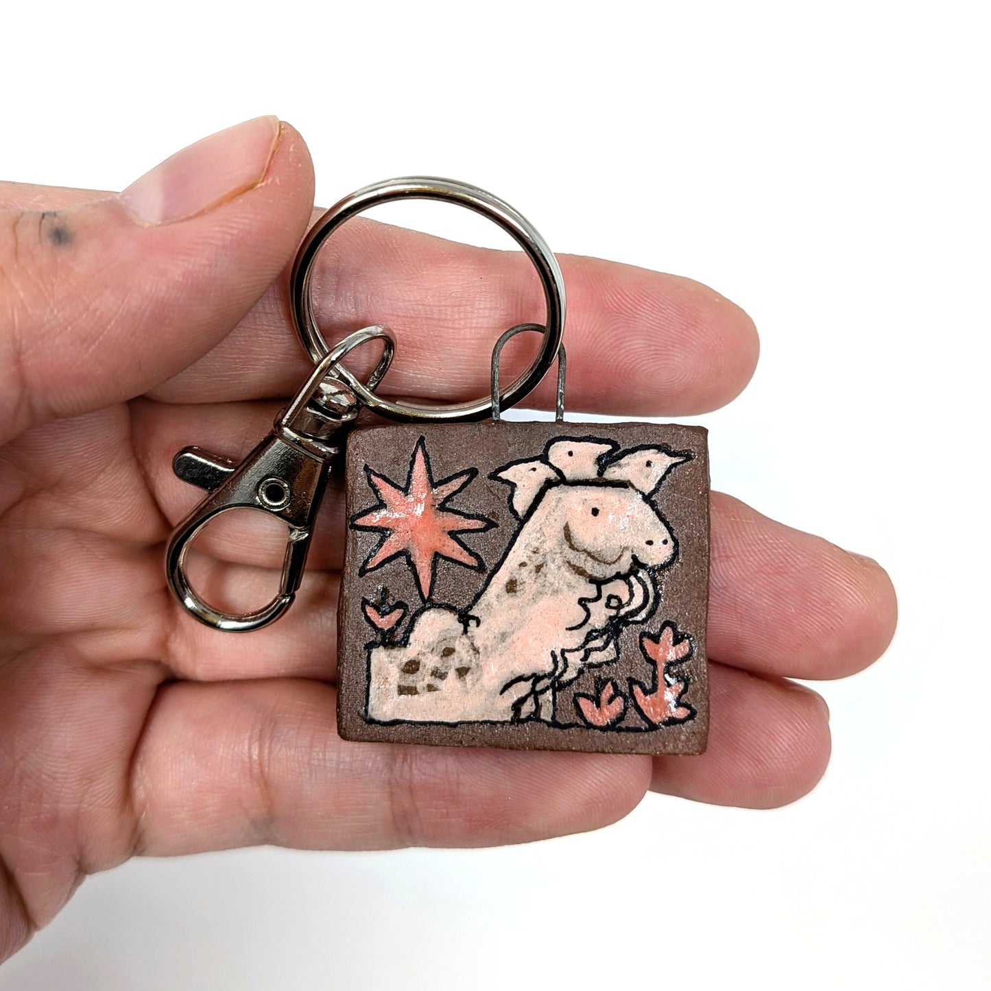 Sauropod and Theropods Ceramic Charm