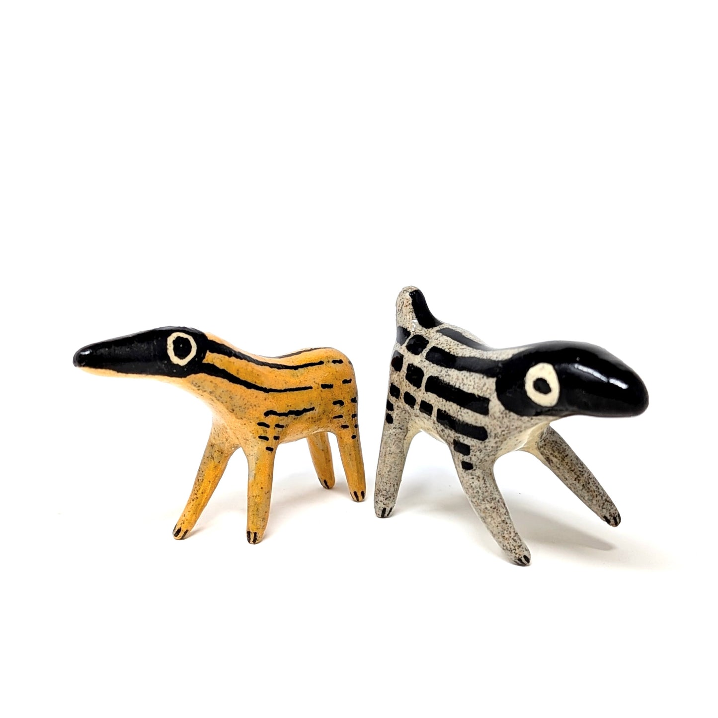 Striped Little Beasts Ceramic Sculptures