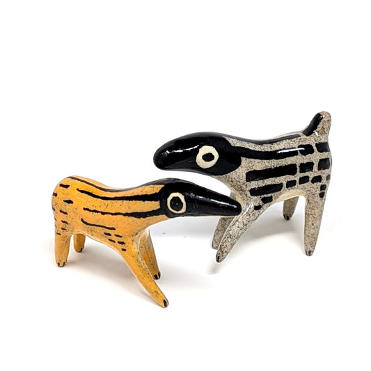 Striped Little Beasts Ceramic Sculptures