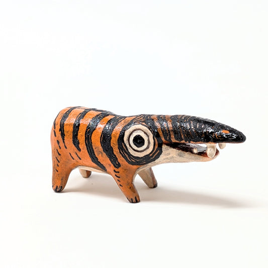 Tiger Striped Underbite Ceramic Beast