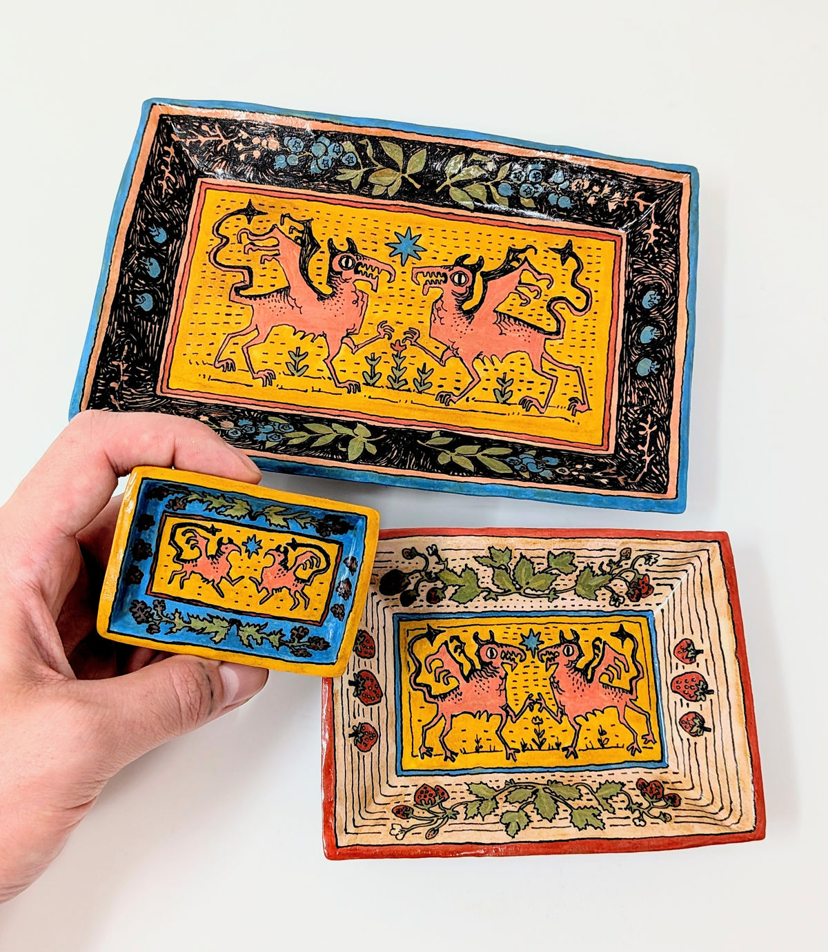 Dragons and Berries Dish Set of 3